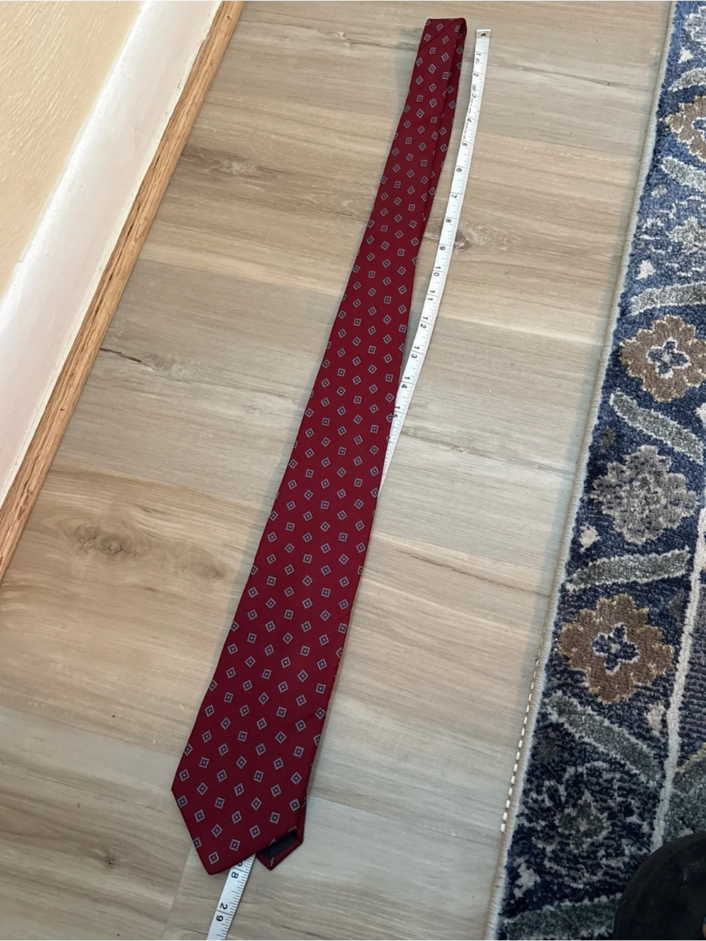 Paco Rabanne Mens Burgundy Geometric Silk Tie